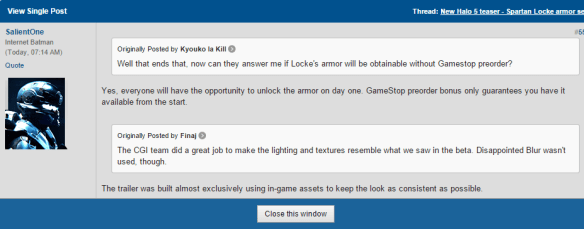 Halo 5 Spartan Locke Armor Set Not Exclusive