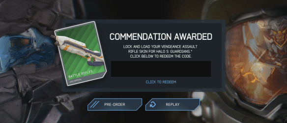 Halo-5-Guardians-Experience-Vengeance-Assault-Rife-Skin-REQ-Pack-Code